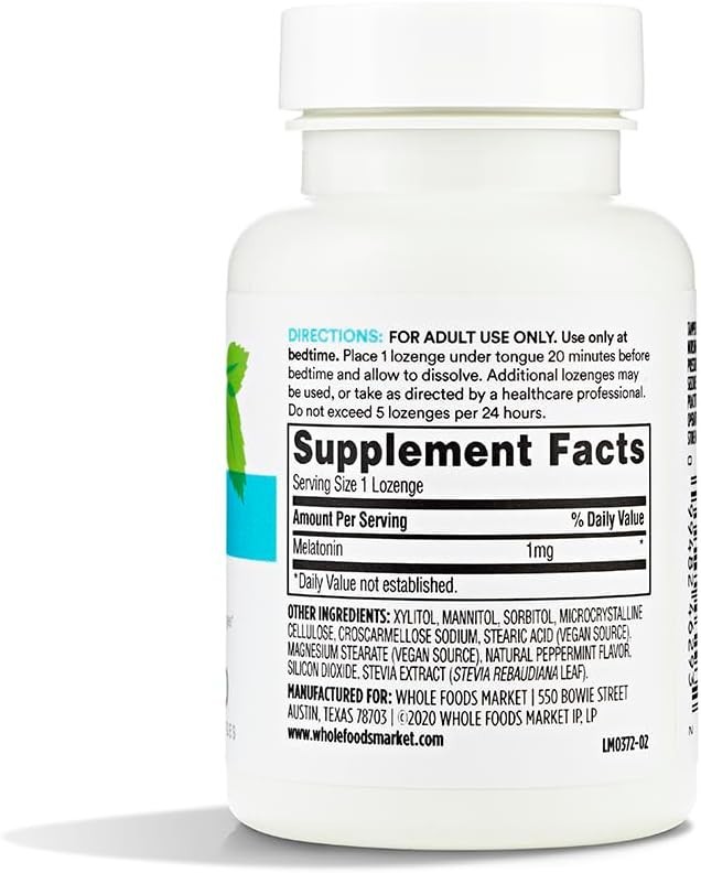 Melatonin Lozenges 1mg, Peppermint Flavor, 60 Count