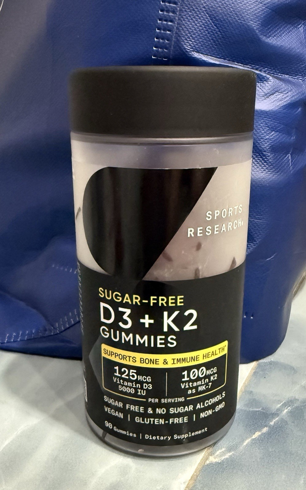 Sports Research Sugar-Free D3 + K2 Gummies Vegan Gluten-Free Non-GMO 90Ct