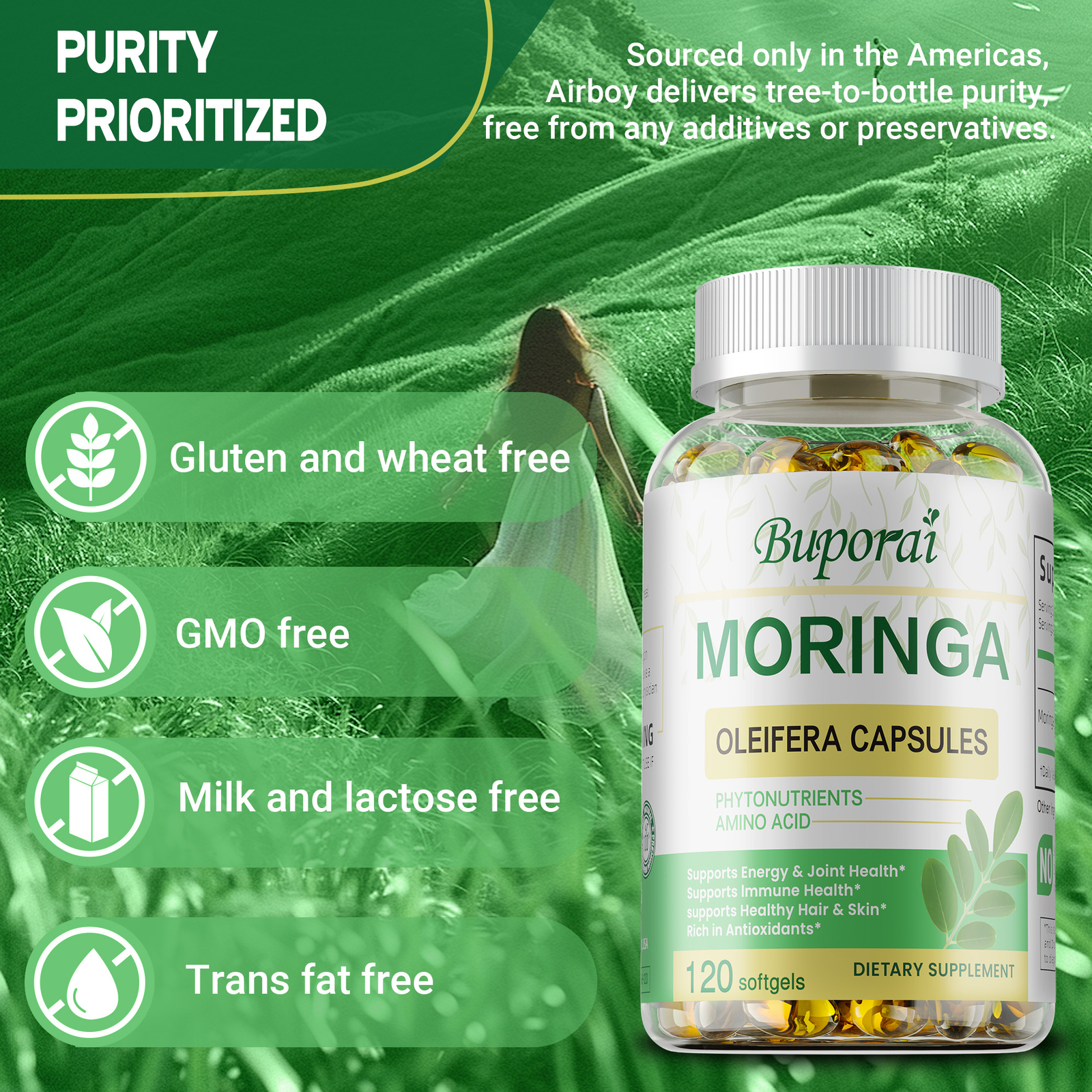Moringa Leaf Capsules 1000mg – Gut Health, Metabolism and Immune Support