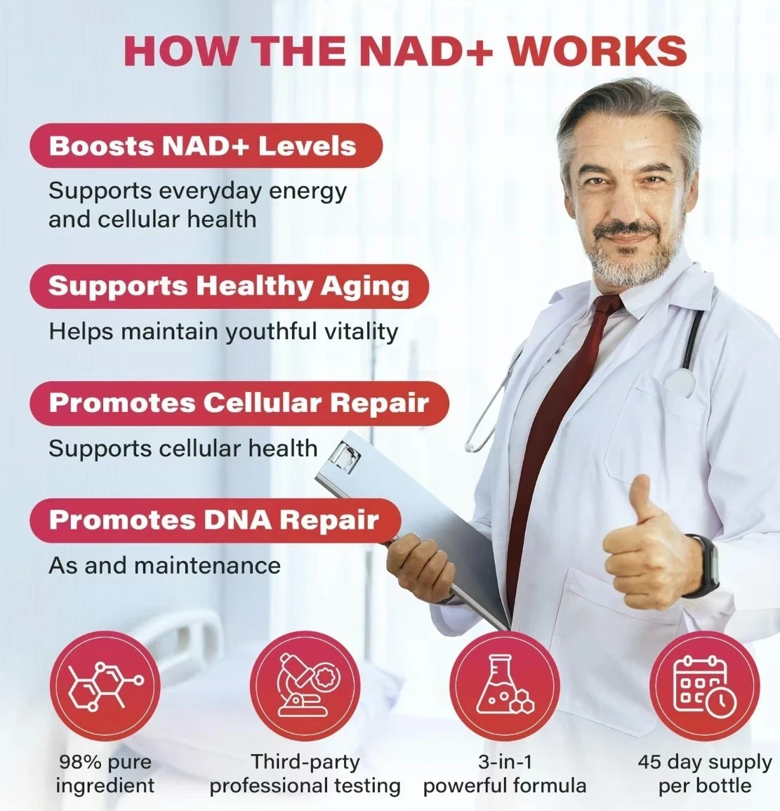 ZOOONE NR1000 NAD+ Drink Mix – Berry Flavor, Energy & Skin Support, 30 Pack