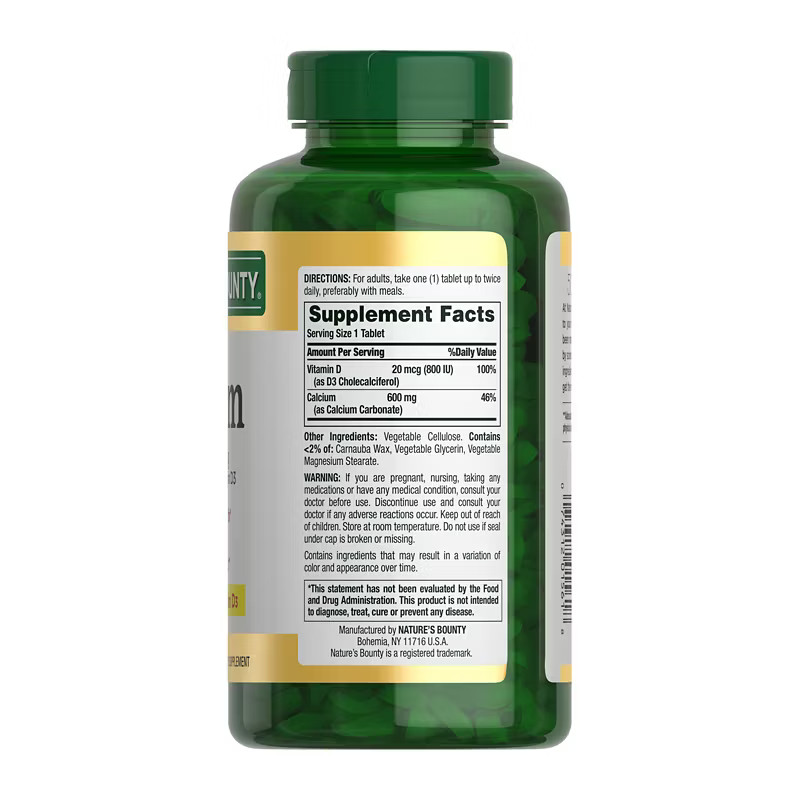 Natures Bounty Calcium 600 mg with Vitamin D3 500 Tablets EXP-08/27
