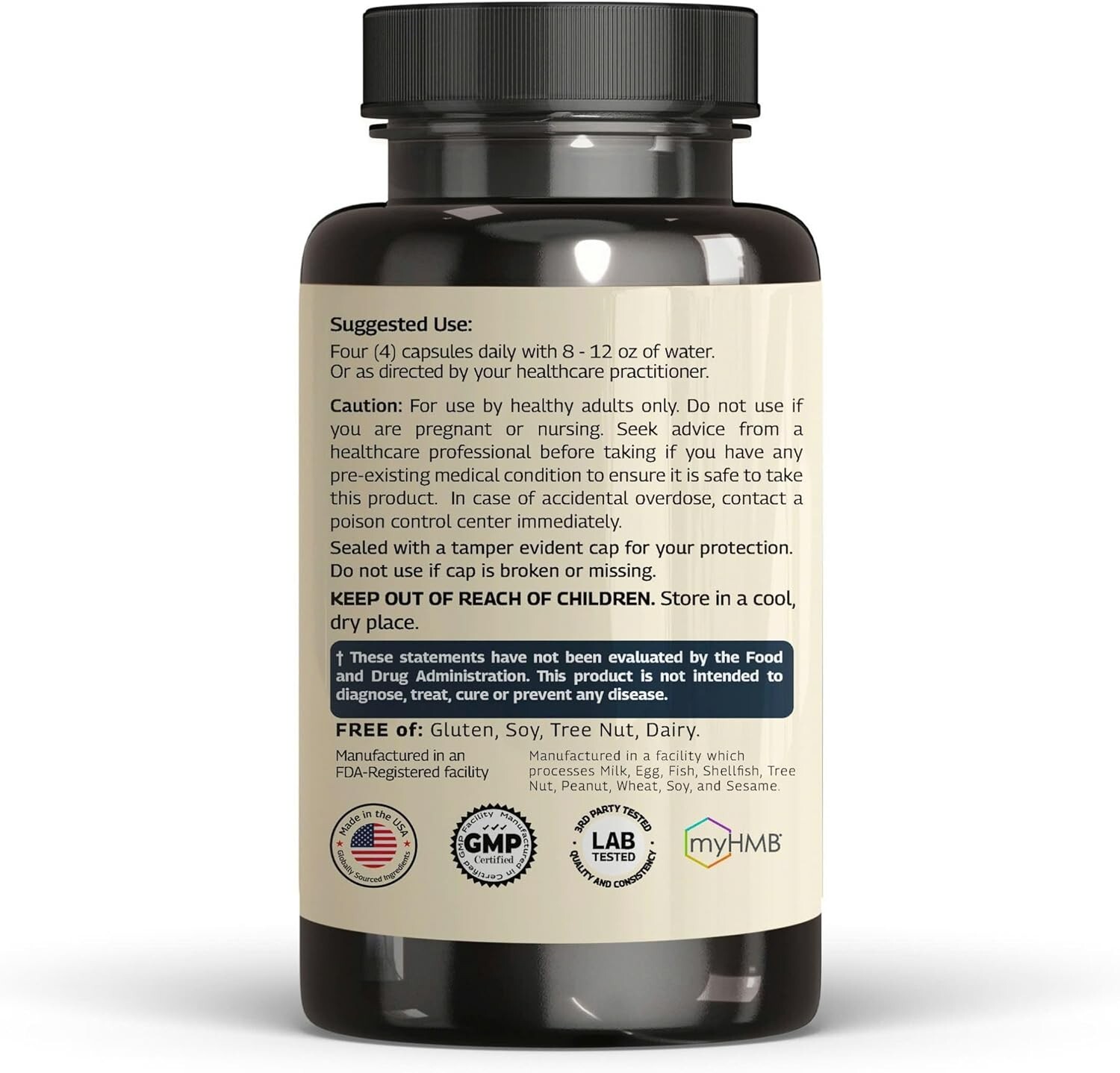 HMB 3000Mg and Vitamin D3 Supplement Capsules per Serving *USA Made & Tested* Pr