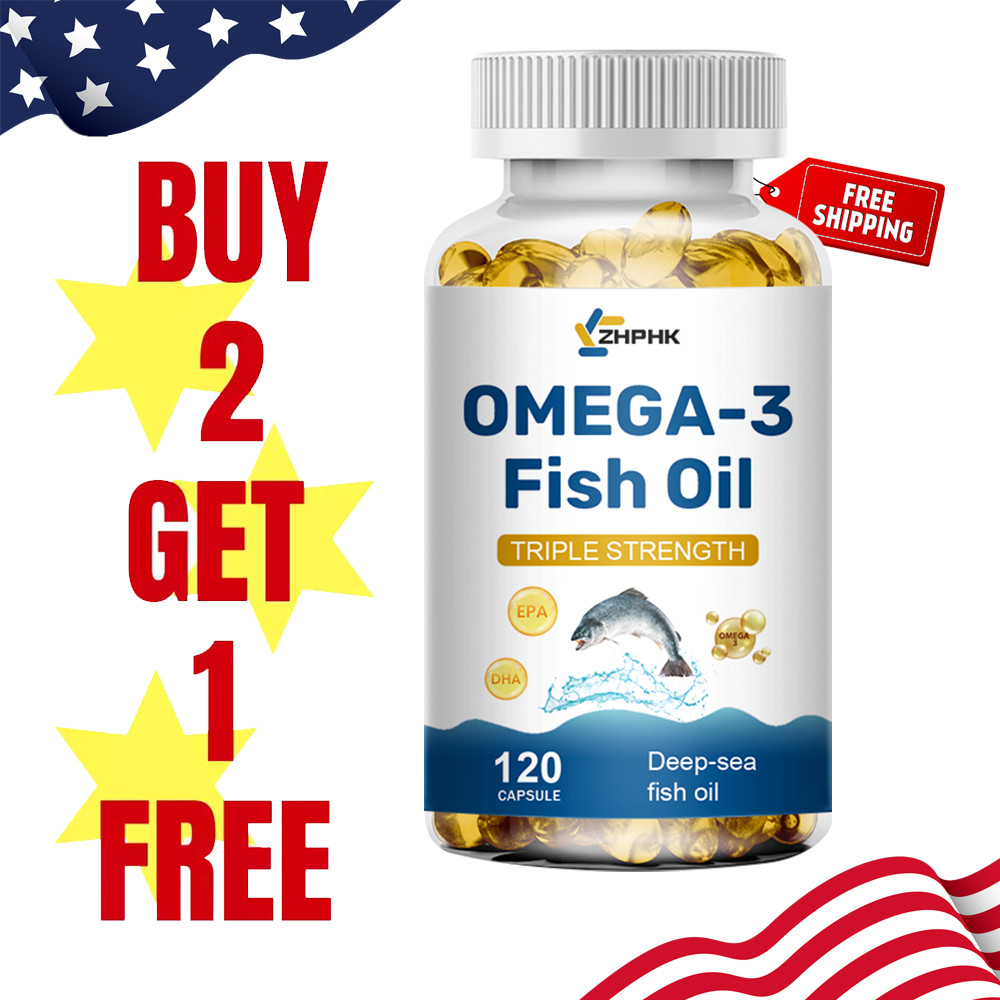 120 Pills Omega 3 Fish Oil Capsules 3x Strength 3600mg EPA & DHA Highest Potency