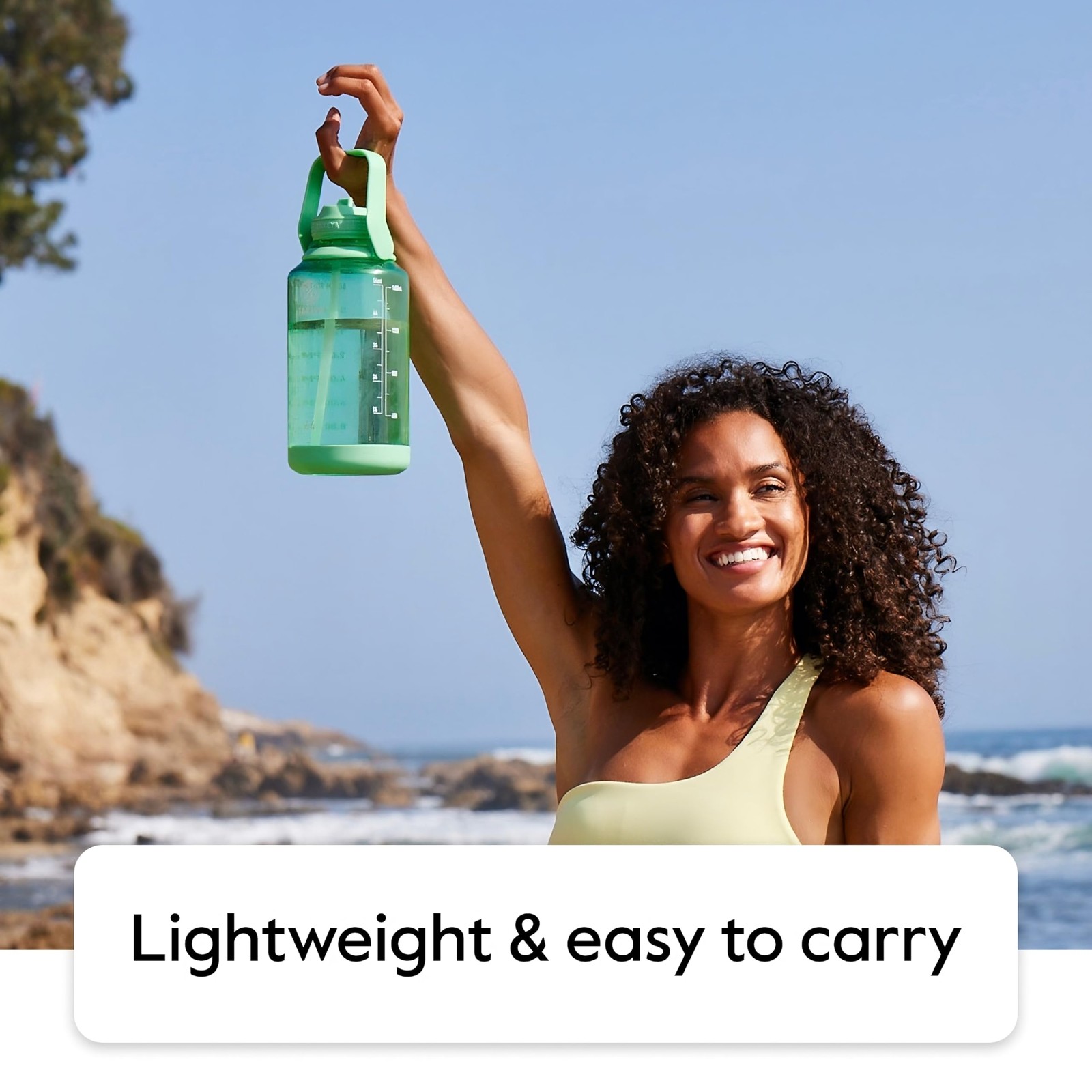 Takeya Tritan 64 oz Motivational Water Bottle with 64 Ounces, Cloud White