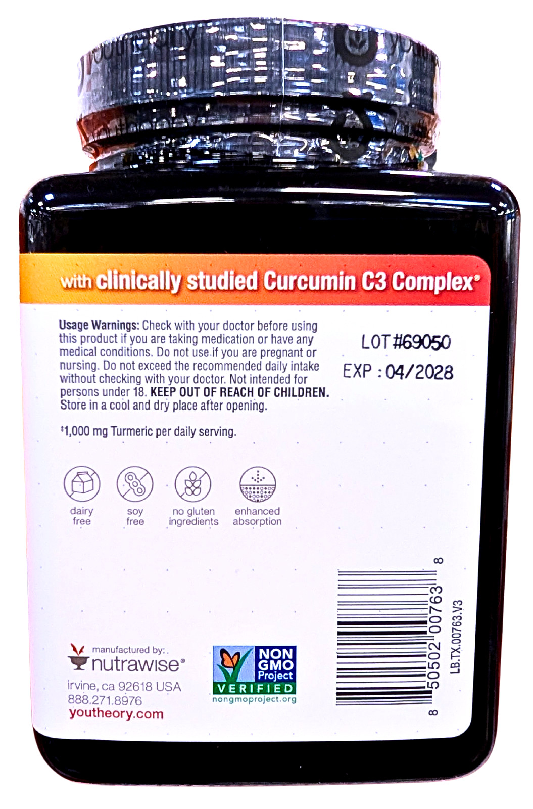 Youtheory Turmeric Extra Strength Capsules 150 Count EXP 04/2028