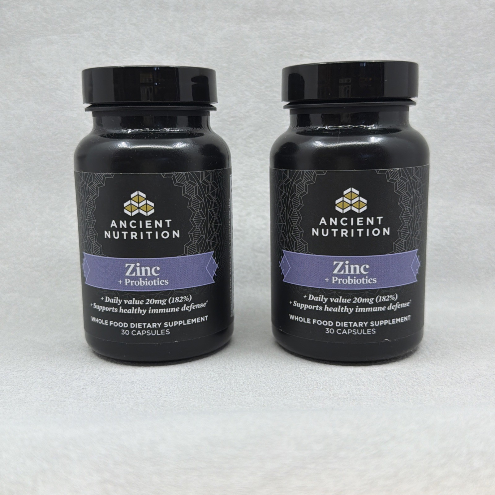 Ancient Nutrition 2 PACK Zinc 20mg + Probiotics 2 Billion CFU 30 Caps NEW Sealed