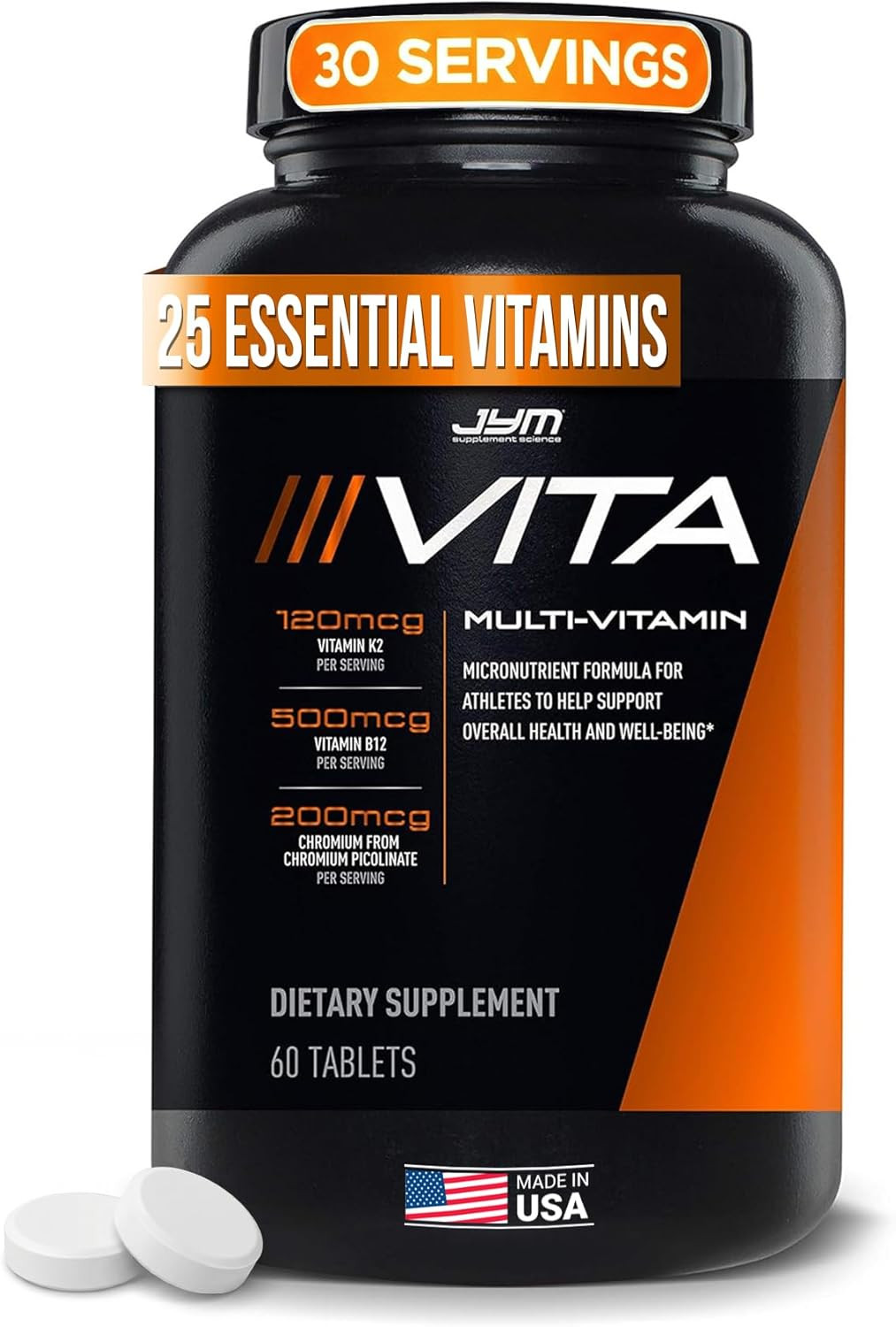 Vita JYM Sports Multivitamin & Mineral Support, Vitamin A, C, B6, B12, E, K, Bor
