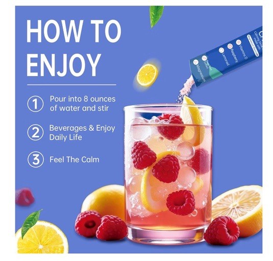 EWJHJ Calming Drink Mix Powder Magnesium Glycinate Lemonade Sugar-Free 30
