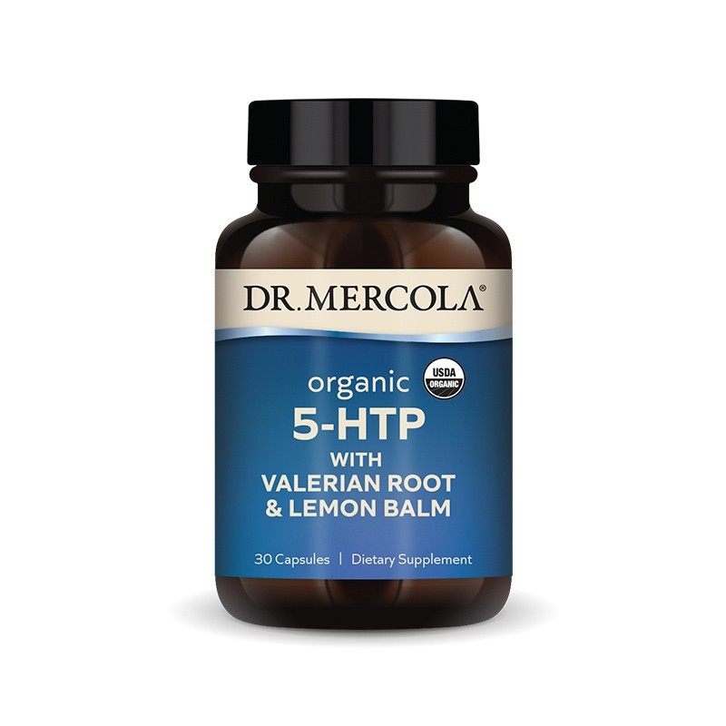 NEW Dr. Mercola – Organic 5 HTP Valerian Root and Lemon Balm – 30 Capsules count