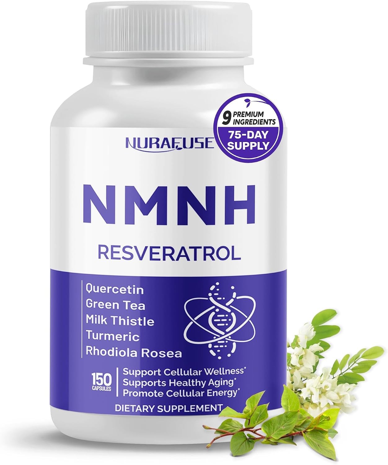 NMNH with Resveratrol Quercetin Green Tea Milk Thistle Turmeric & Rhodiola Rosea