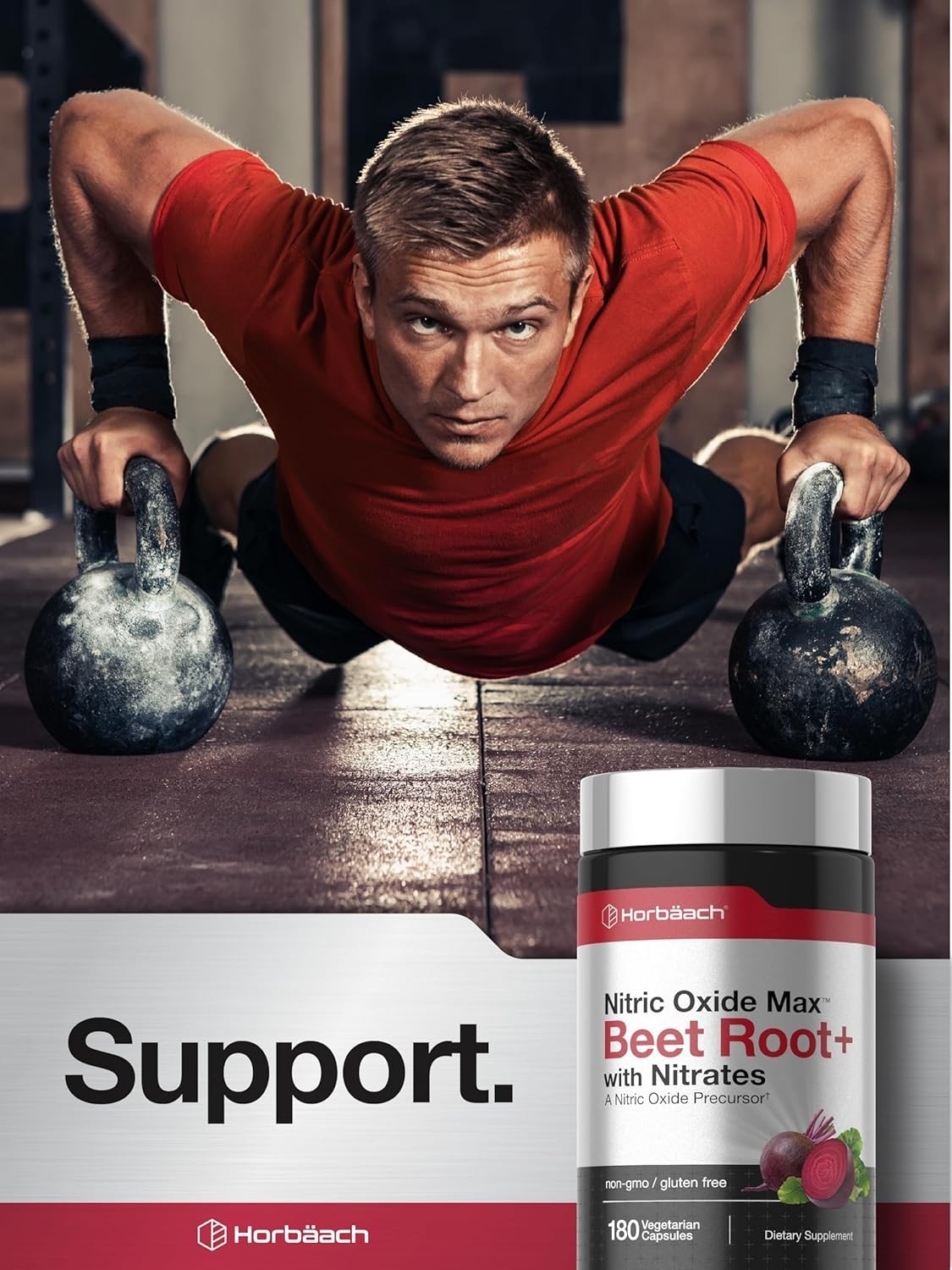 Horbäach Nitric Oxide Beet Root Capsules | 180 Count | with Nitrates and Precurs