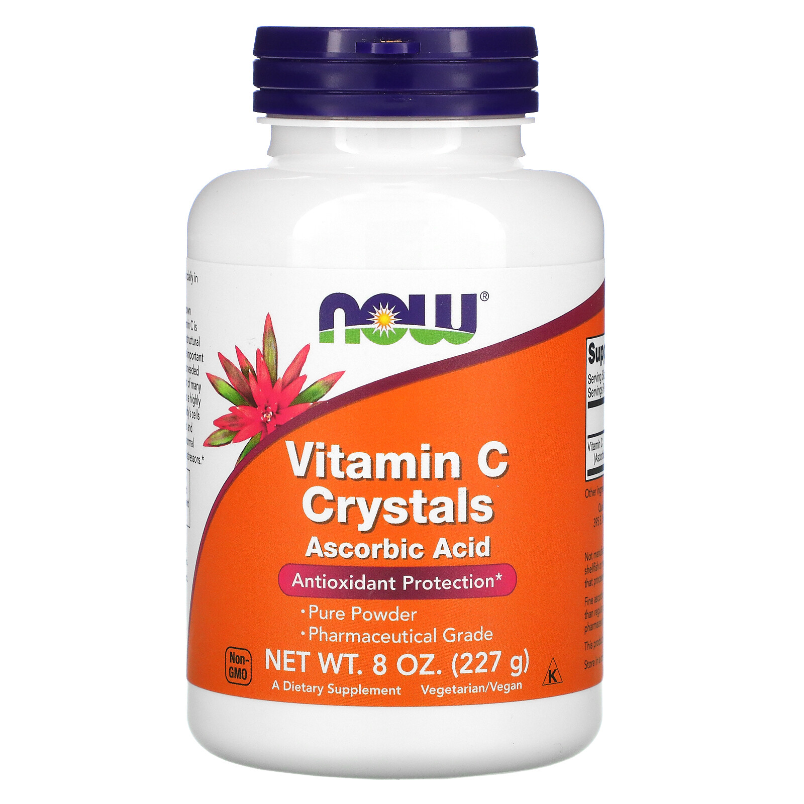 Now Foods Vitamin C Crystals 8 oz 227 g GMP Quality Assured, Vegan, Vegetarian