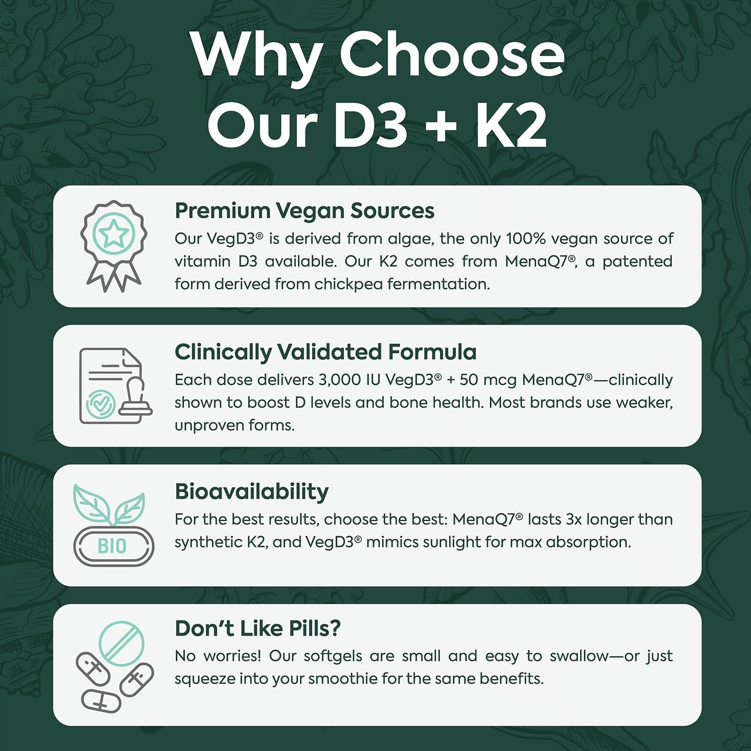 Organics Ocean Better D3 + K2-100% Organic VIT and K2 30 Count (Pack of 1)