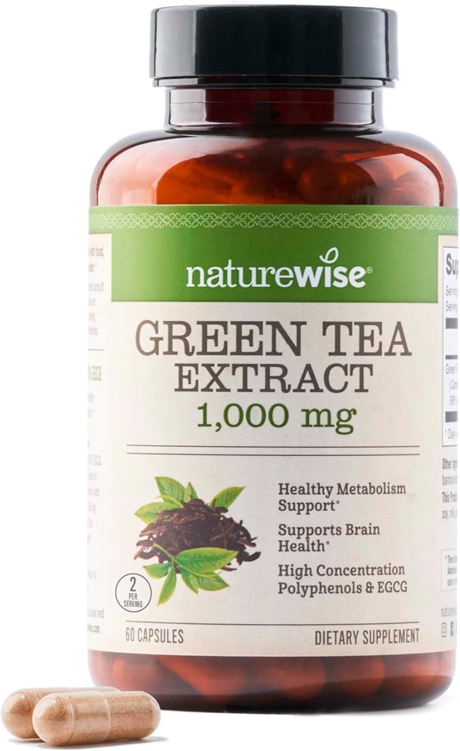 NatureWise Green Tea Extract Capsules 1000 mg – 50% EGCG & 98% – 60 Count