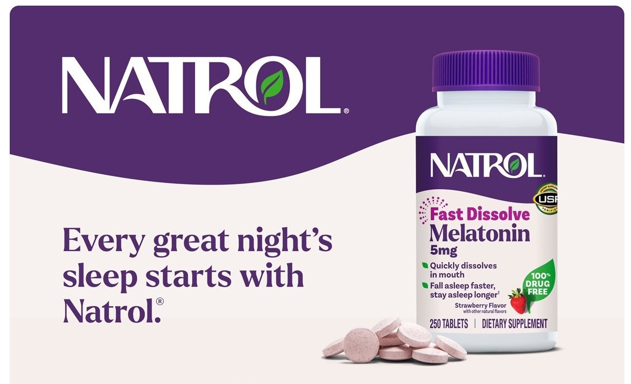 Natrol Melatonin 5 Mg Fast Dissolve Strawberry 250 Tablets Exp 3/2027