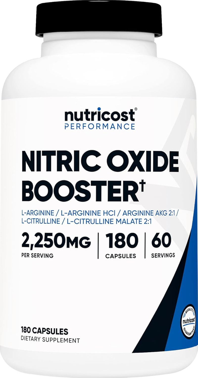 Nitric Oxide Booster 2250Mg, 180 Capsules – 750Mg per Casule, 60 Servings – Glut