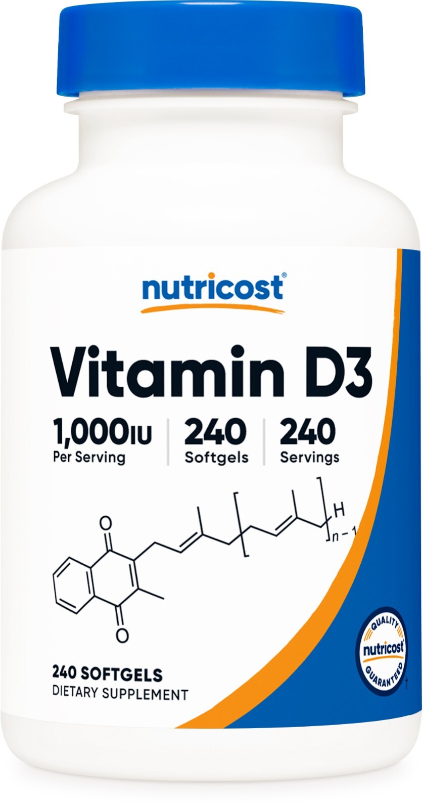 Nutricost Vitamin D3 1000 iu Softgels, 240 Softgels – Non-GMO & Gluten Free