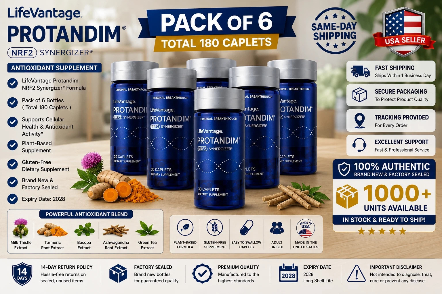 LifeVantage Protandim NRF2 Synergizer 180 Total Caplets 6 Bottles — EXP-12/2028