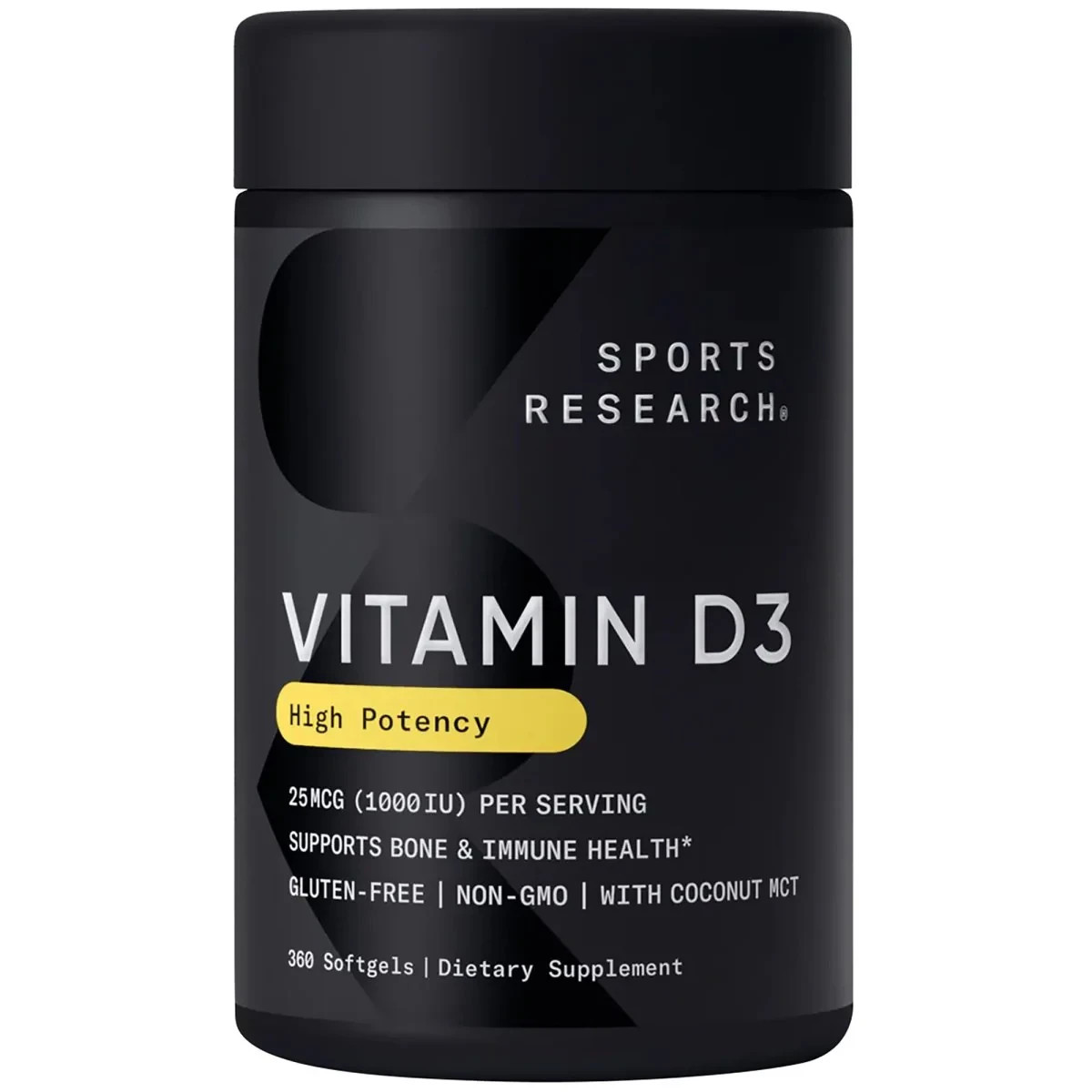Sports Research Vitamin D3 Dietary Supplement – 360 Softgels