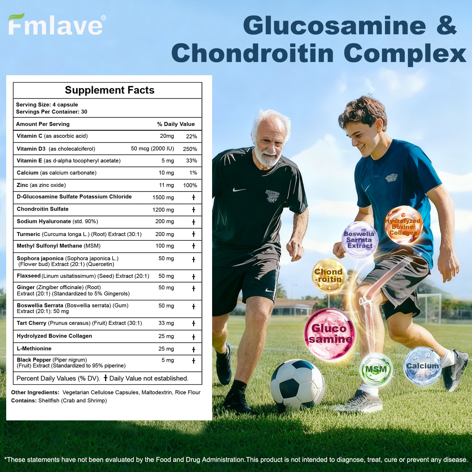 2 Pack Joint Care capsules, 240 Ct Premium Pain Relief Joint Support Glucosamine