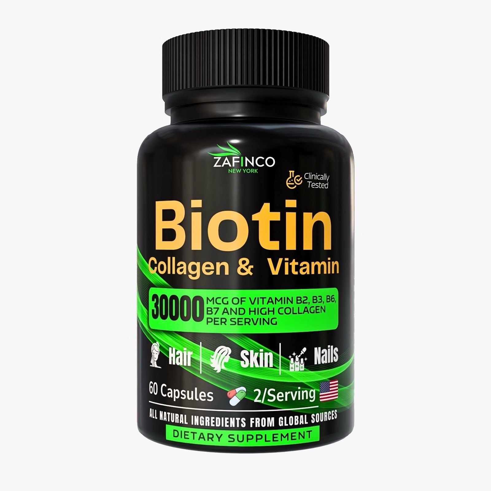 Biotin Fish Collagen And Vitamin 30000 Mcg 60 Capsules 1pack Halal
