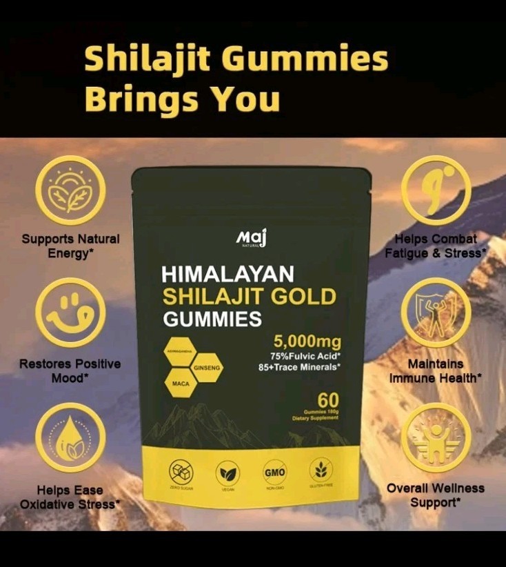 5000mg Himalayan Shilajit Gummies Ashwagandha Fulvic Acid 60ct + (2) Preform Man
