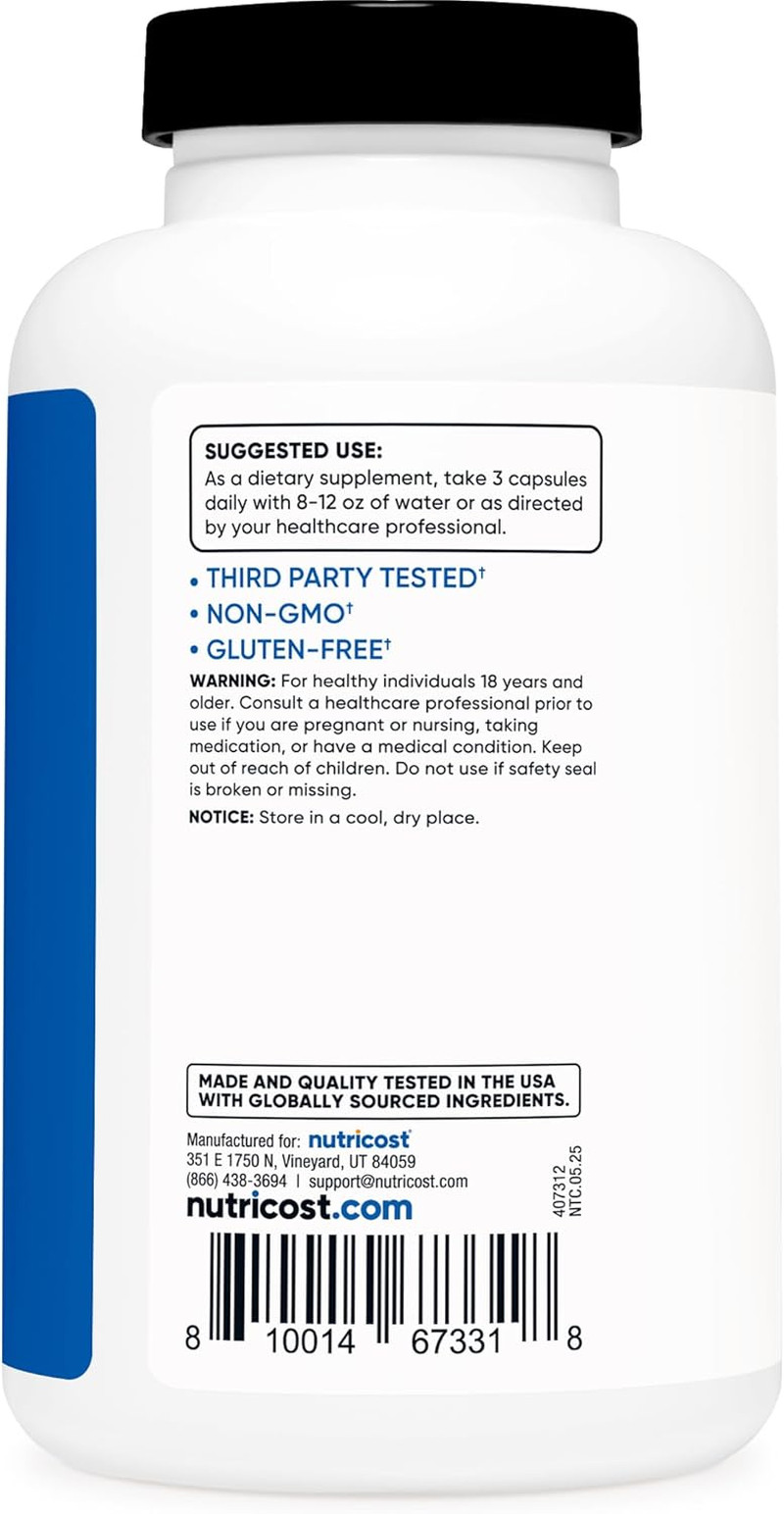 Nitric Oxide Booster 2250Mg, 180 Capsules – 750Mg per Casule, 60 Servings – Glut