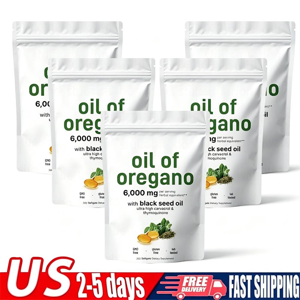 5Pack Oil of Oregano & Black Seed Softgels Count with Carvacrol,Immune Support