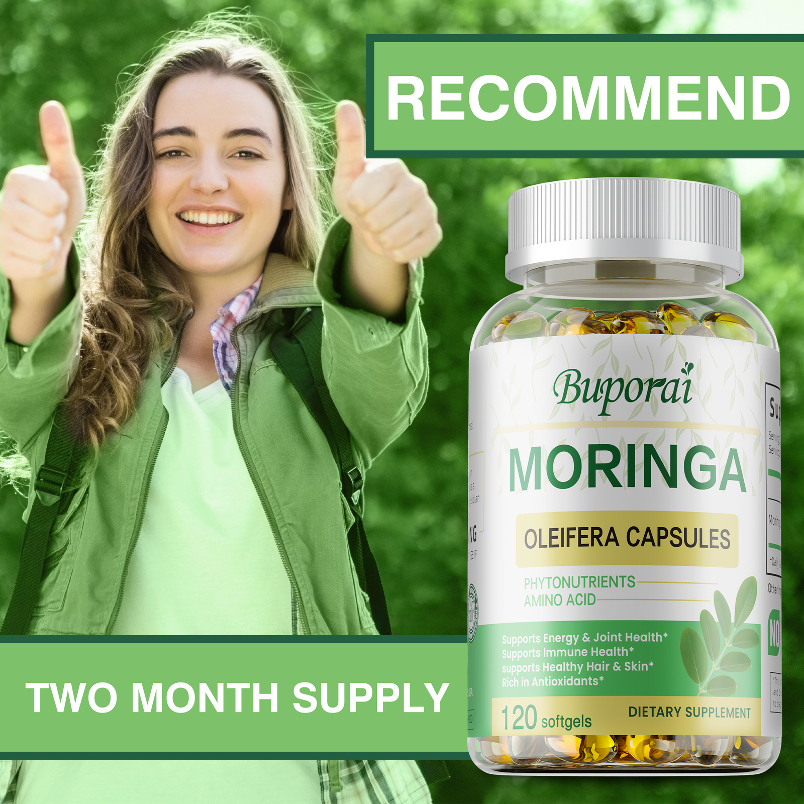 Moringa Leaf Capsules 1000mg – Gut Health, Metabolism and Immune Support
