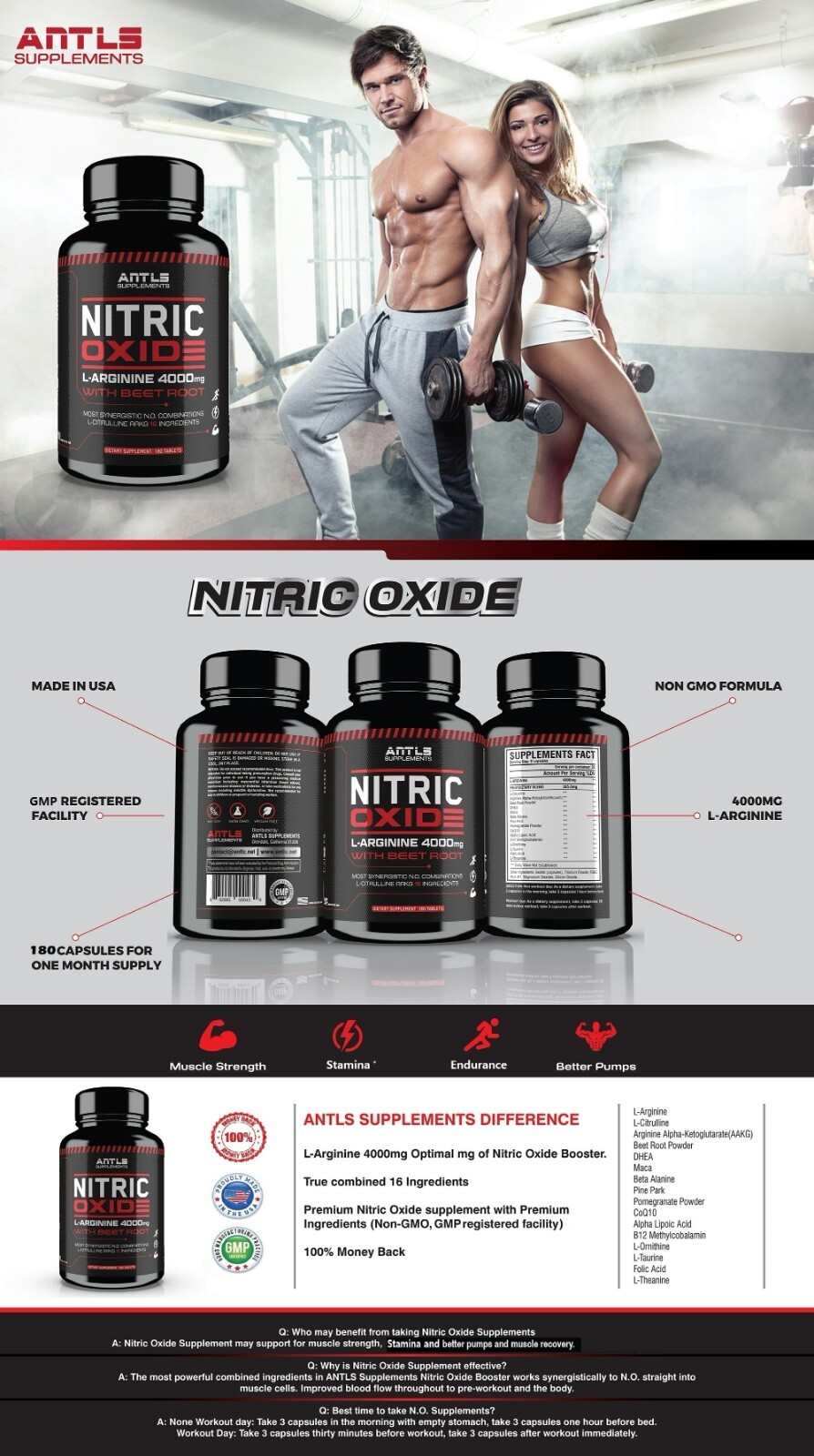 Nitric Oxide Testosterone Booster Pre Workout Multivitamin Men Xtreme Stamina