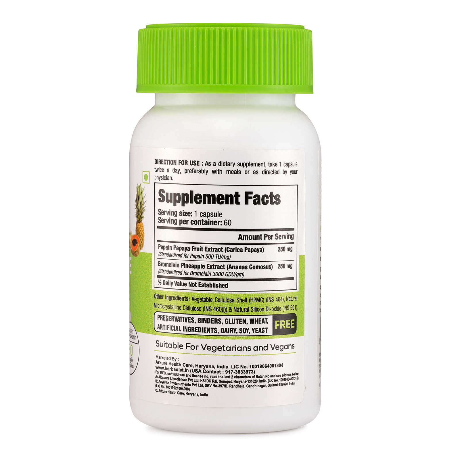 Digestive Enzymes with Papain & Bromelain for Gas, Bloating & Constipation Relie