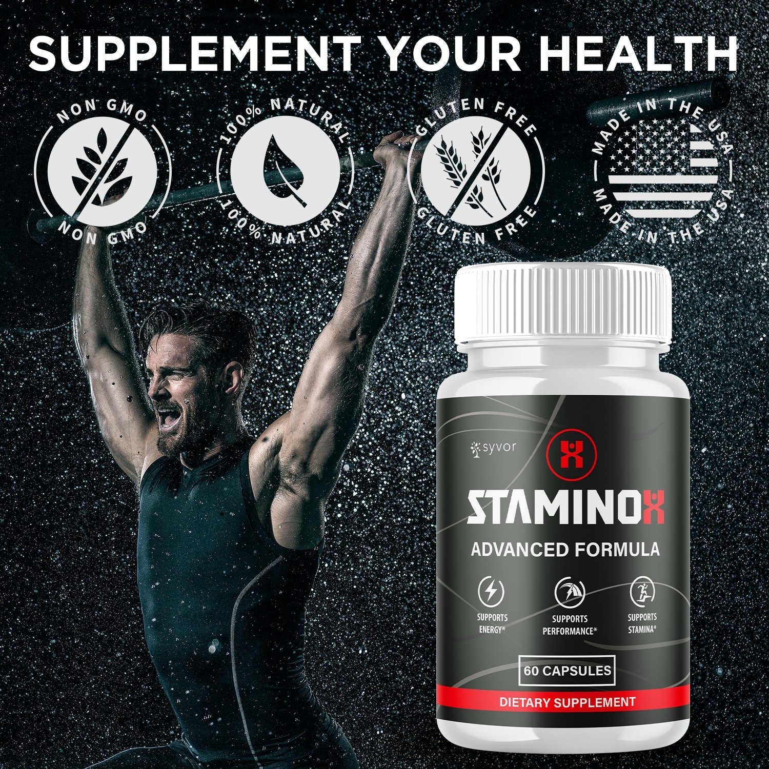 (1 Pack) Stamino X Advanced Male Pills StaminoX Formula Supplement 60 Capsules