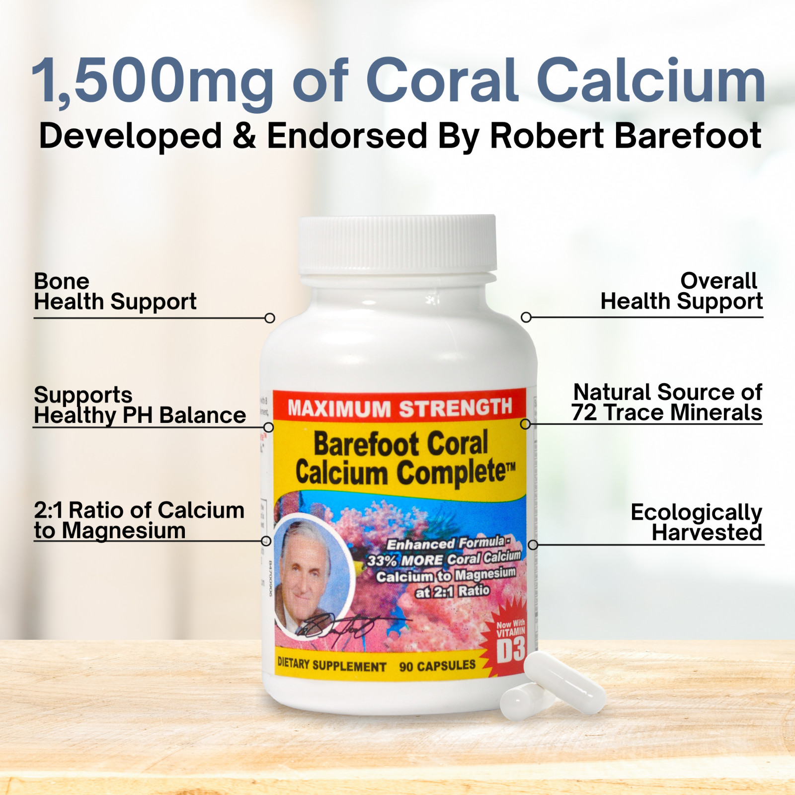 Barefoot Coral Calcium Complete 12 Pack – Bob Barefoot 90 Caps – Coral Calcium