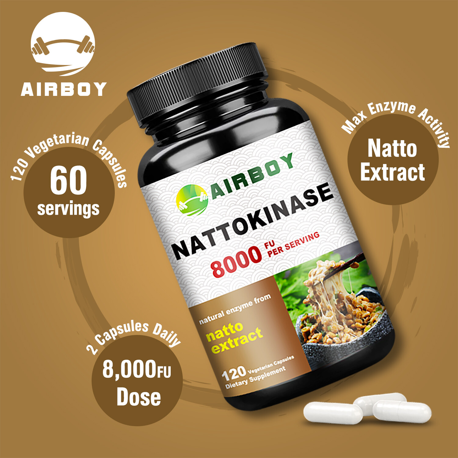 Nattokinase 8000FU-Support Blood Pressure,Joint,Respiratory and Cognitive Health