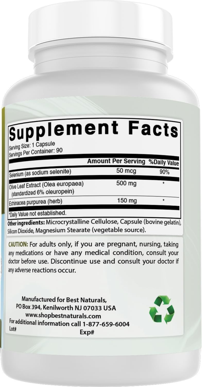 Olive Leaf Extract Capsules 700 Mg – 90 Count, GMP Certified, Made in USA