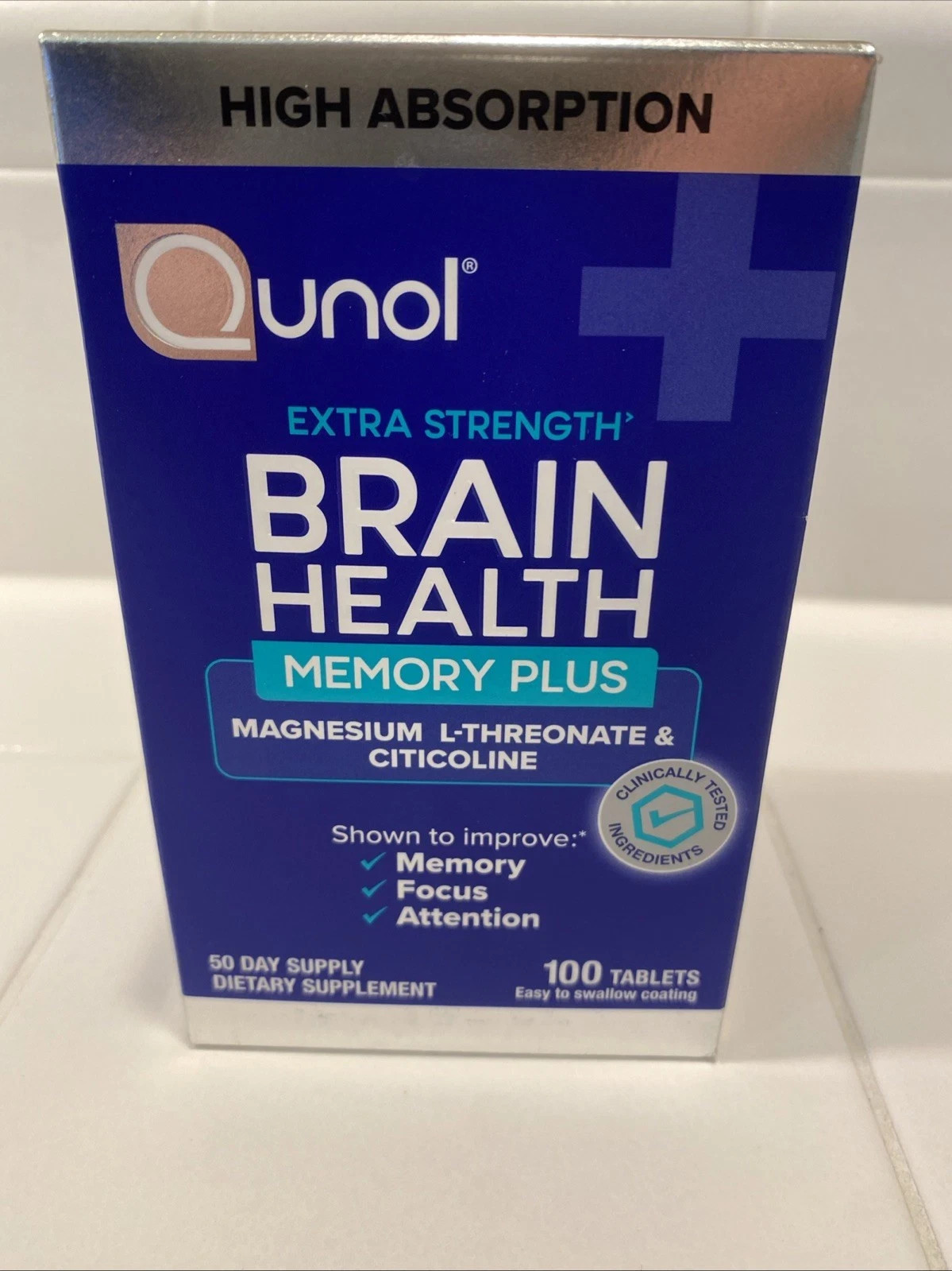 Qunol Extra Strength Brain Health Memory Plus 100 Count EXP 08/2027