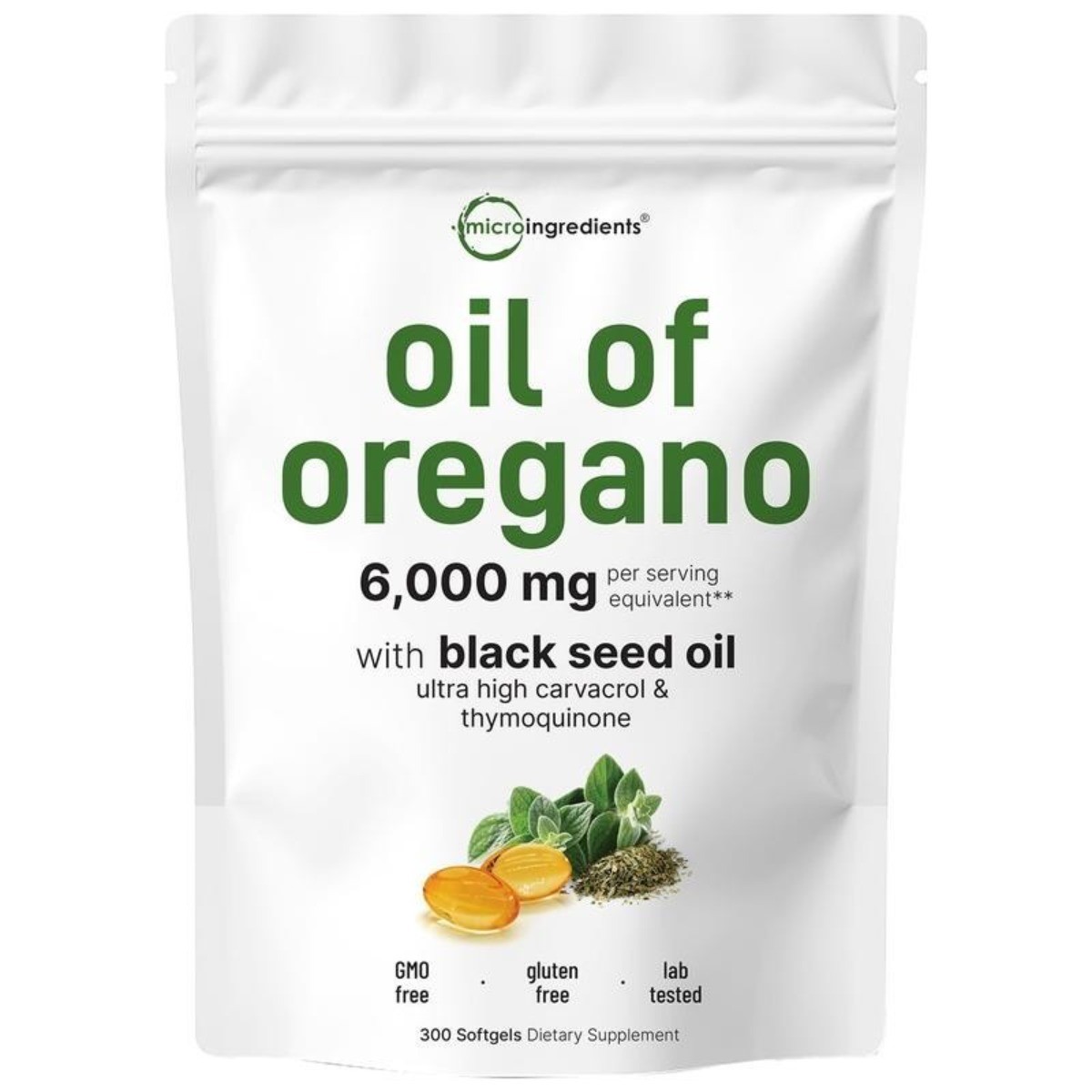 Micro Ingredients Oregano & Black Seed Oil – 6000mg,300 Softgels, High Carvacrol