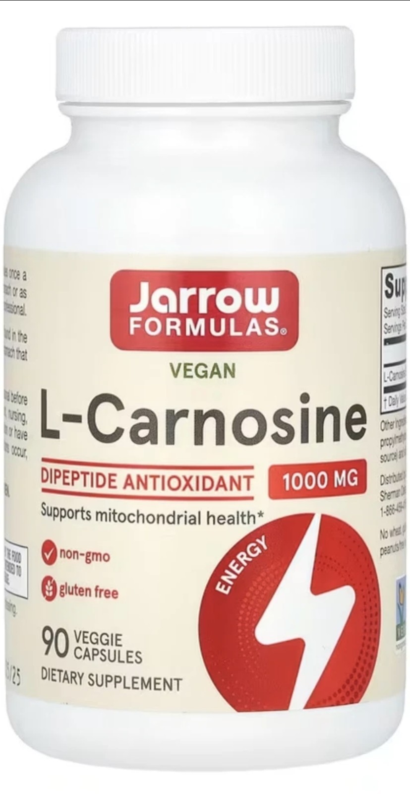 Jarrow Formulas L-Carnosine Dipeptide Antioxidant – 1000 mg – 90 Caps