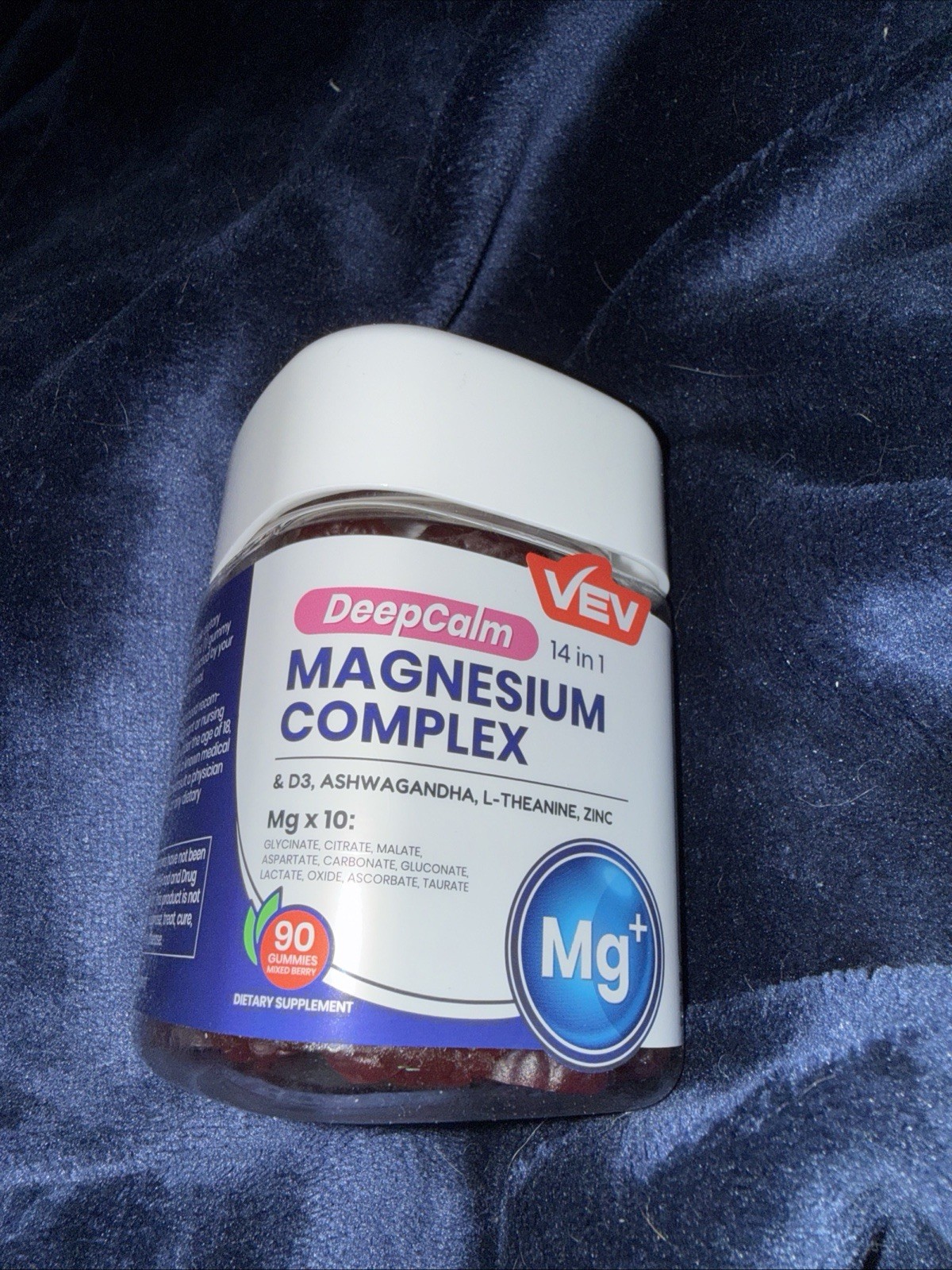 VEV Deep Calm Magnesium Complex 14-in-1 Gummies – 90 Count (Pack of 2 – with…