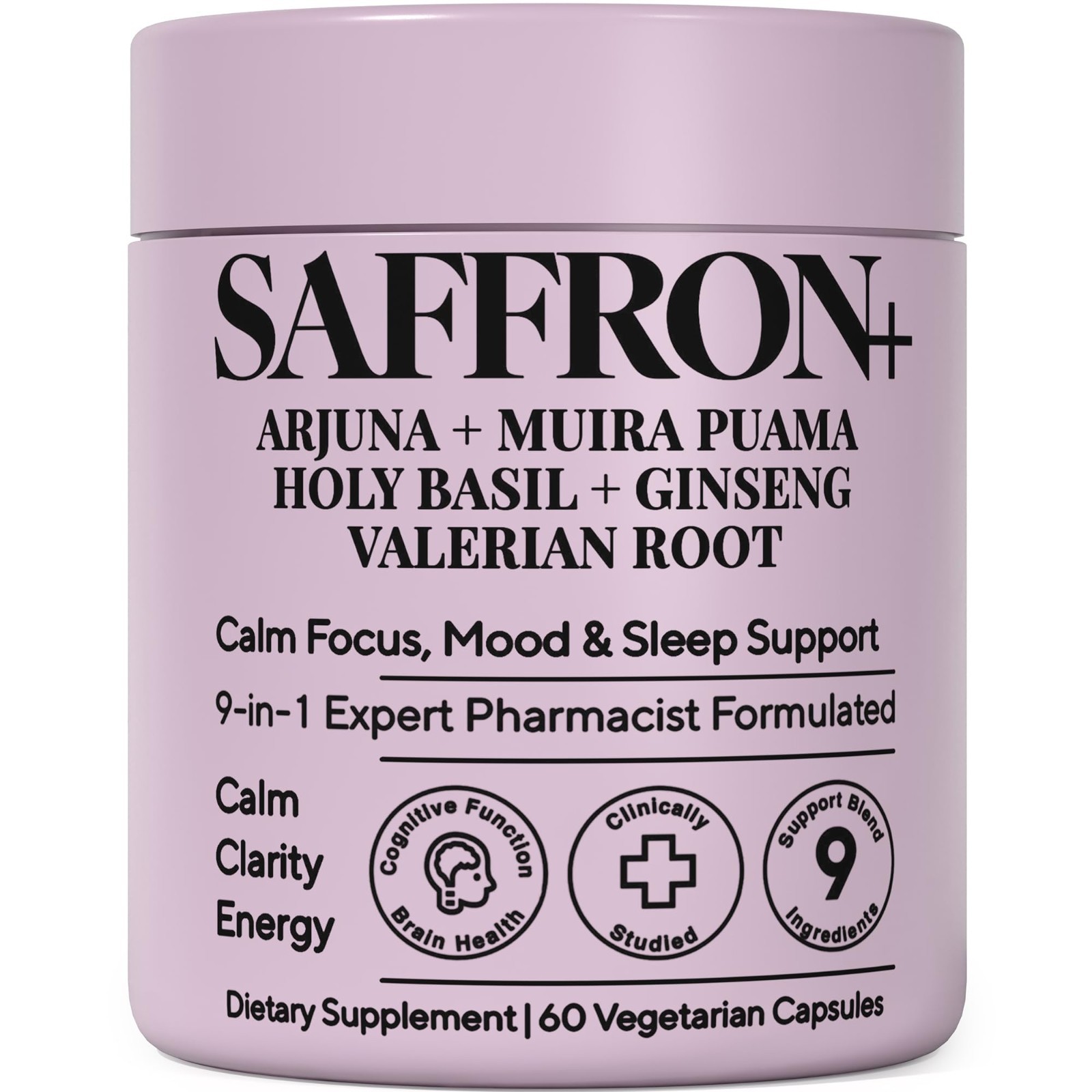 Pure Saffron Extract 100mg | 9-in-1 Herbal Supplement with Ashwagandha & Ginseng