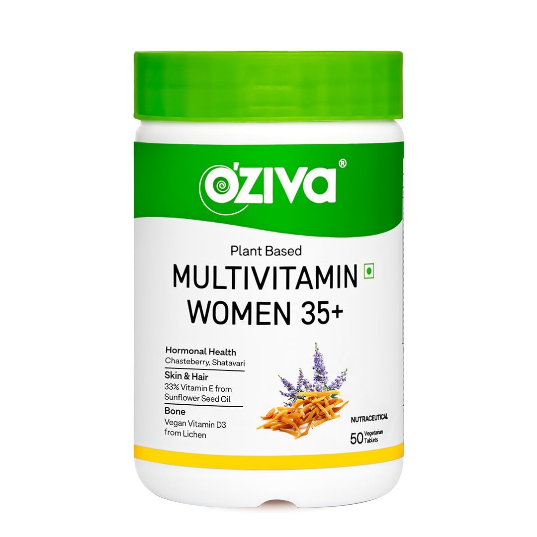 OZiva Plant Based Multivitamins Women 35+ 50 Vegetarian Tablets Chasteberry