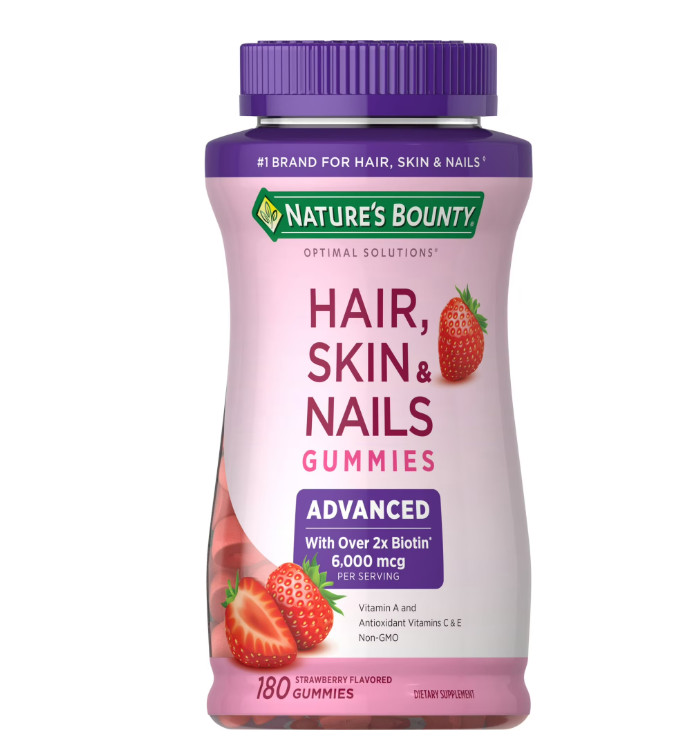 Nature’s Bounty Advanced Hair Skin & Nails 2X Biotin Gummies 180 Ct