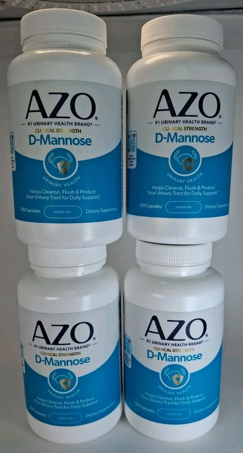 4 PK Azo D-Mannose Urinary Tract Health 120 Capsules Clinical Strength Exp 2027+