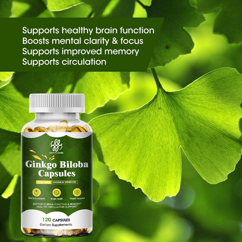 3XOrganic Ginkgo Biloba 500mg, Ginko Biloba Leaf,Memory & Concentration 120ct