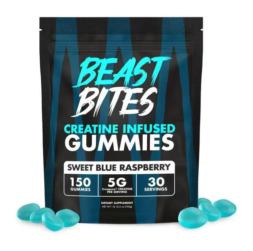 Beast Bites Creatine Infused Gummies, Blue Raspberry