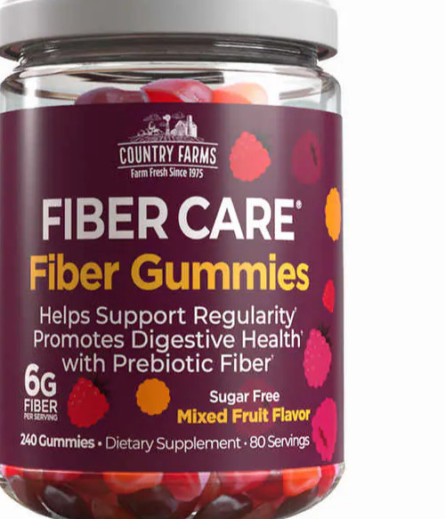 Country Farms Fiber Care Prebiotic Fiber Gummies Mixed Fruit Flavor, 240 Count