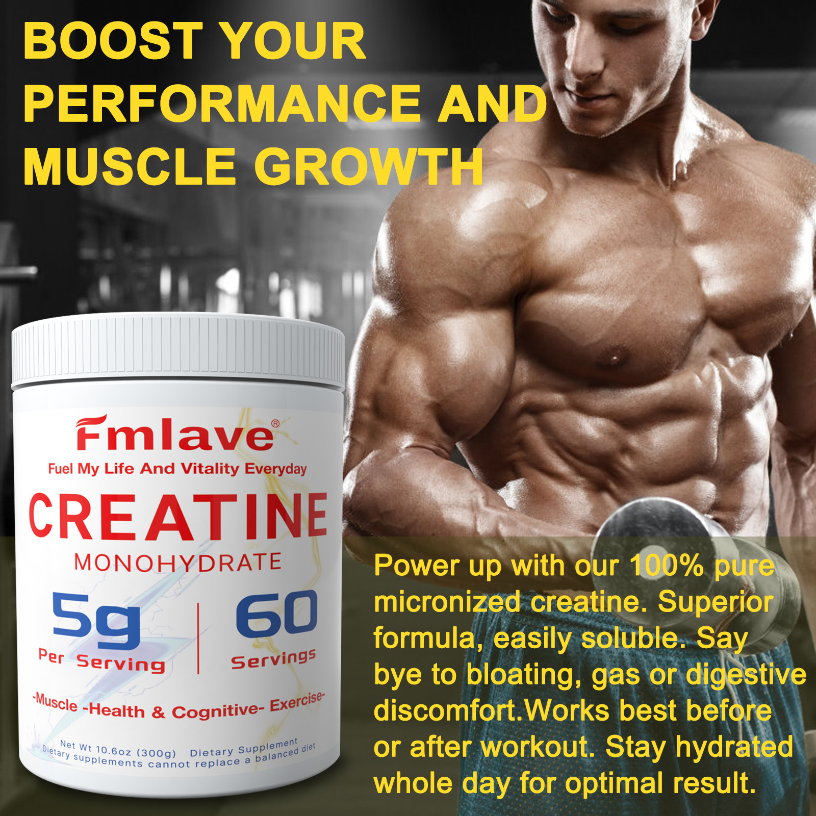 Creatine Monohydrate Powder – NSF Certified 10.6 oz Factory Sealed Exp 09-2027