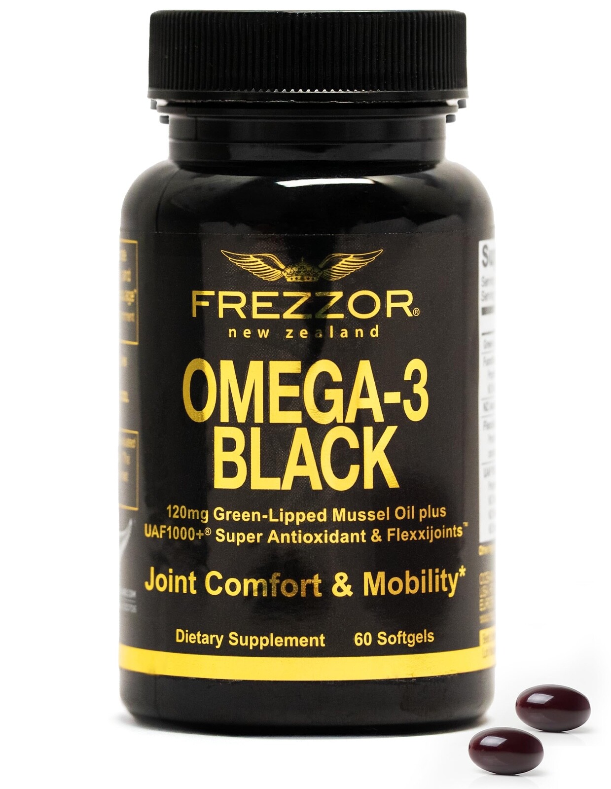 FREZZOR Omega-3 Black Green Lipped Mussel Oil Capsules – 1 Bottle, 60 Count