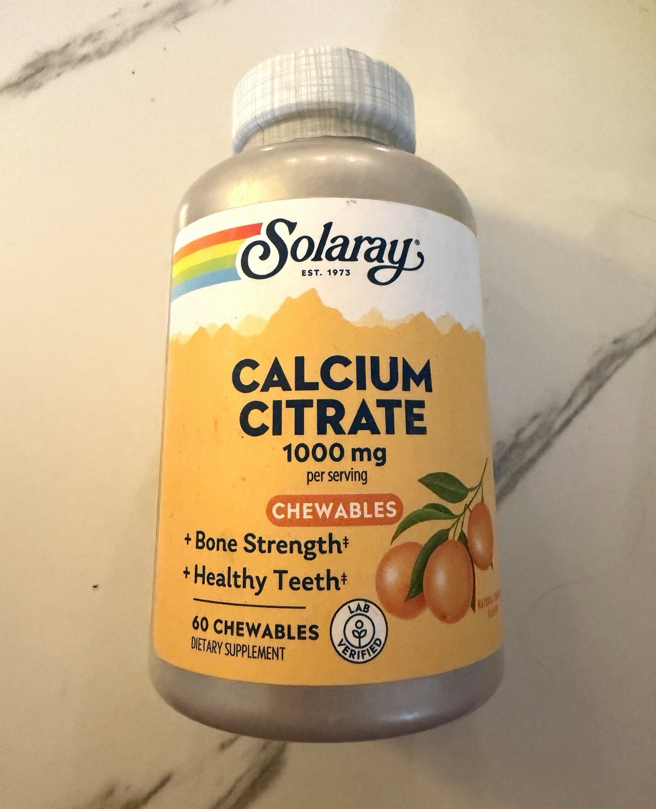 Calcium Citrate Chewables 1000mg Natural Orange Flavor 60 Count Exp 12/2028