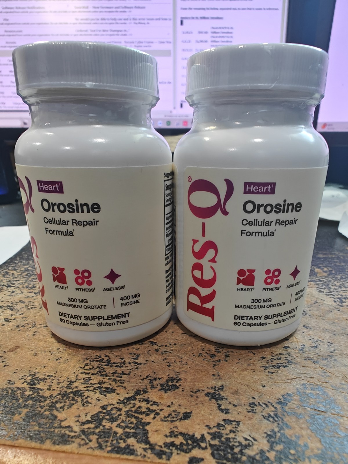 Res-Q Orosine Cellular Repair Formula Heart 2 Bottles Exp 06/28 Free Ship New